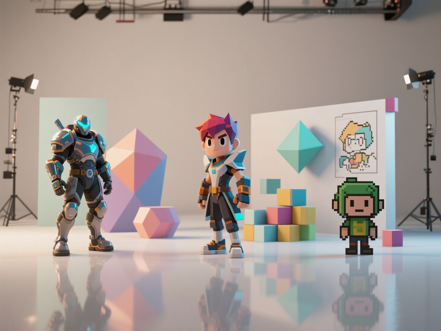 Collage of diverse game art styles including photorealistic, stylized 3D, cel-shaded, low-poly, pixel art, and hand-drawn